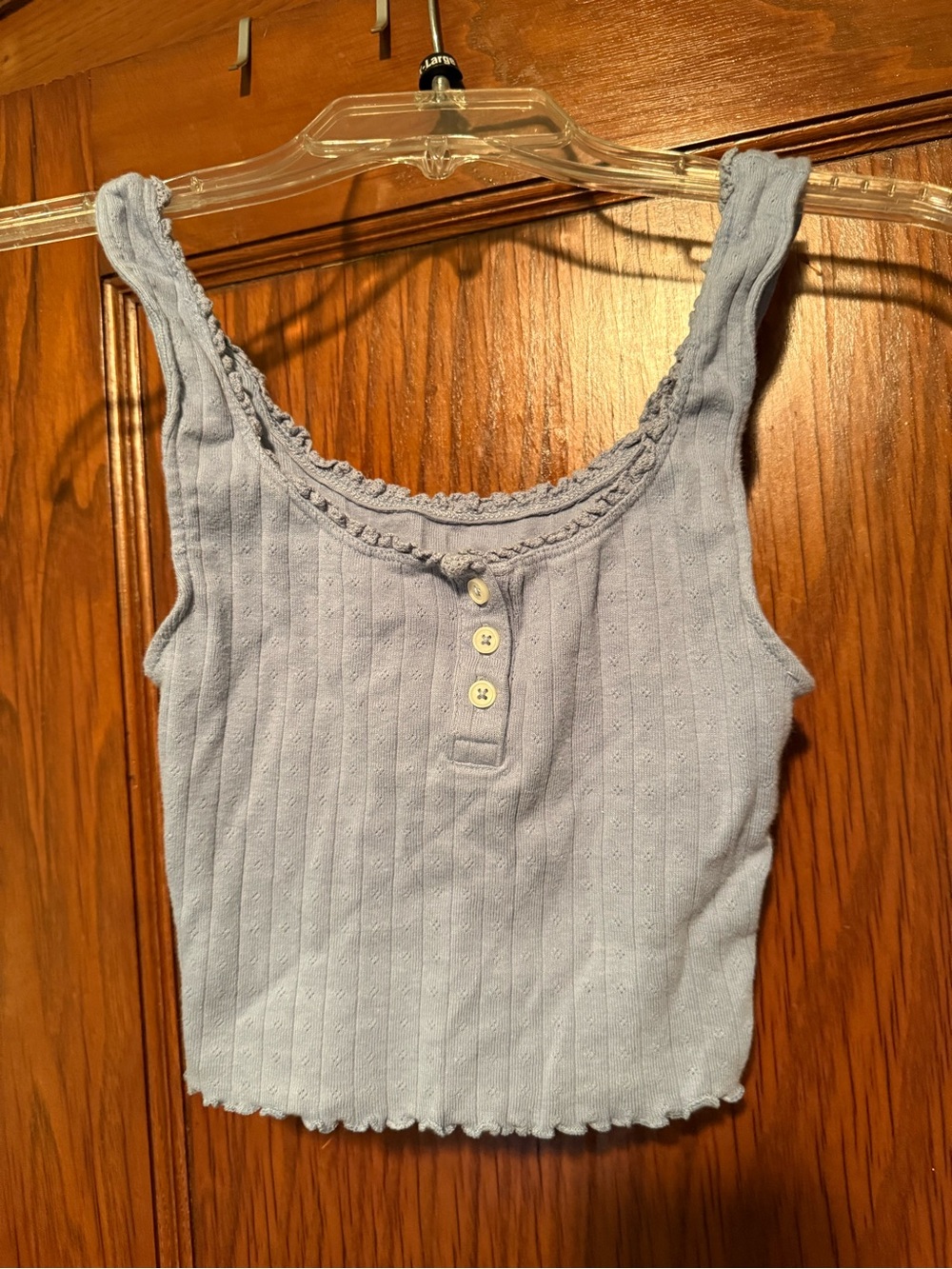 American Eagle Outfitters Light Blue Ribbed Button Tank